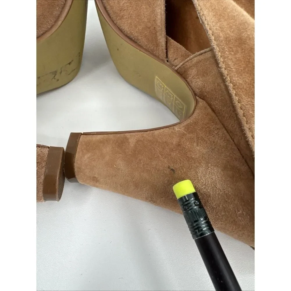 Jeffrey Campbell Handmade Ibiza Mabel Tan Suede Leather Heels Cutout‎ Tassel